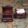 ink2055 Retro Stamp Style Metal Lock Wooden Jewelry Storage Box Treasure Necklace Case,Watch Rings Jewelry Packaging Birthday Valentines Gift Boxes with Lids - 1 view 3