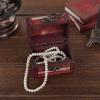 ink2055 Retro Stamp Style Metal Lock Wooden Jewelry Storage Box Treasure Necklace Case,Watch Rings Jewelry Packaging Birthday Valentines Gift Boxes with Lids - 1 view 4