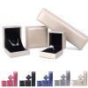 Faux Leather Pendant Ring Display Box Bracelet Necklace Jewelry Storage Case,Watch Rings Jewelry Packaging Birthday Valentines Gift Boxes with Lids - Golden Pendant Box * view 2