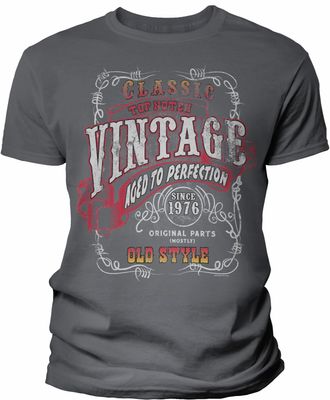 50th Birthday Gift Shirt for Men - Vintage 1976 Aged to Perfection - Sturgis - Charcoal-002-4X