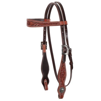 Showman Argentina Cow Leather Browband Headstall w/Floral Tooling