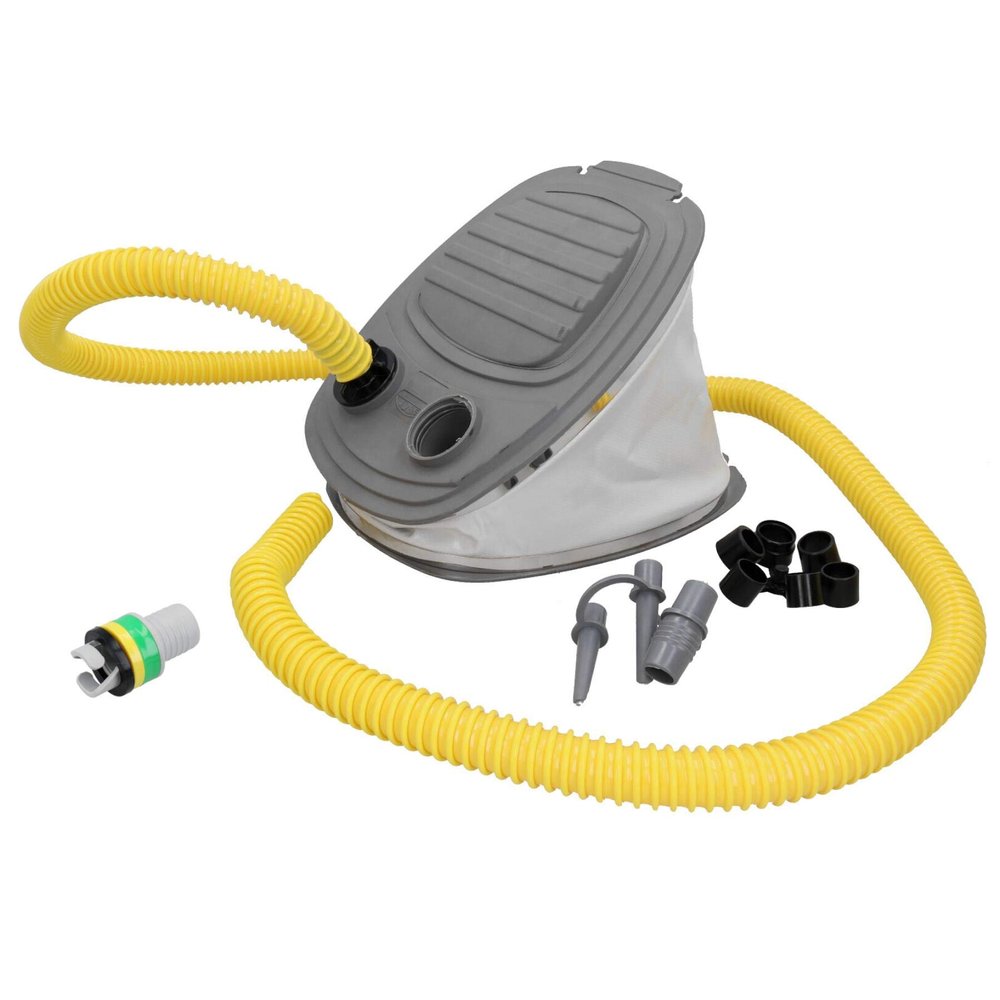 AB Tools Bravo 1 Foot Pump & Universal Bayonet Adapter Air Inflator Inflatable Boat Kayak