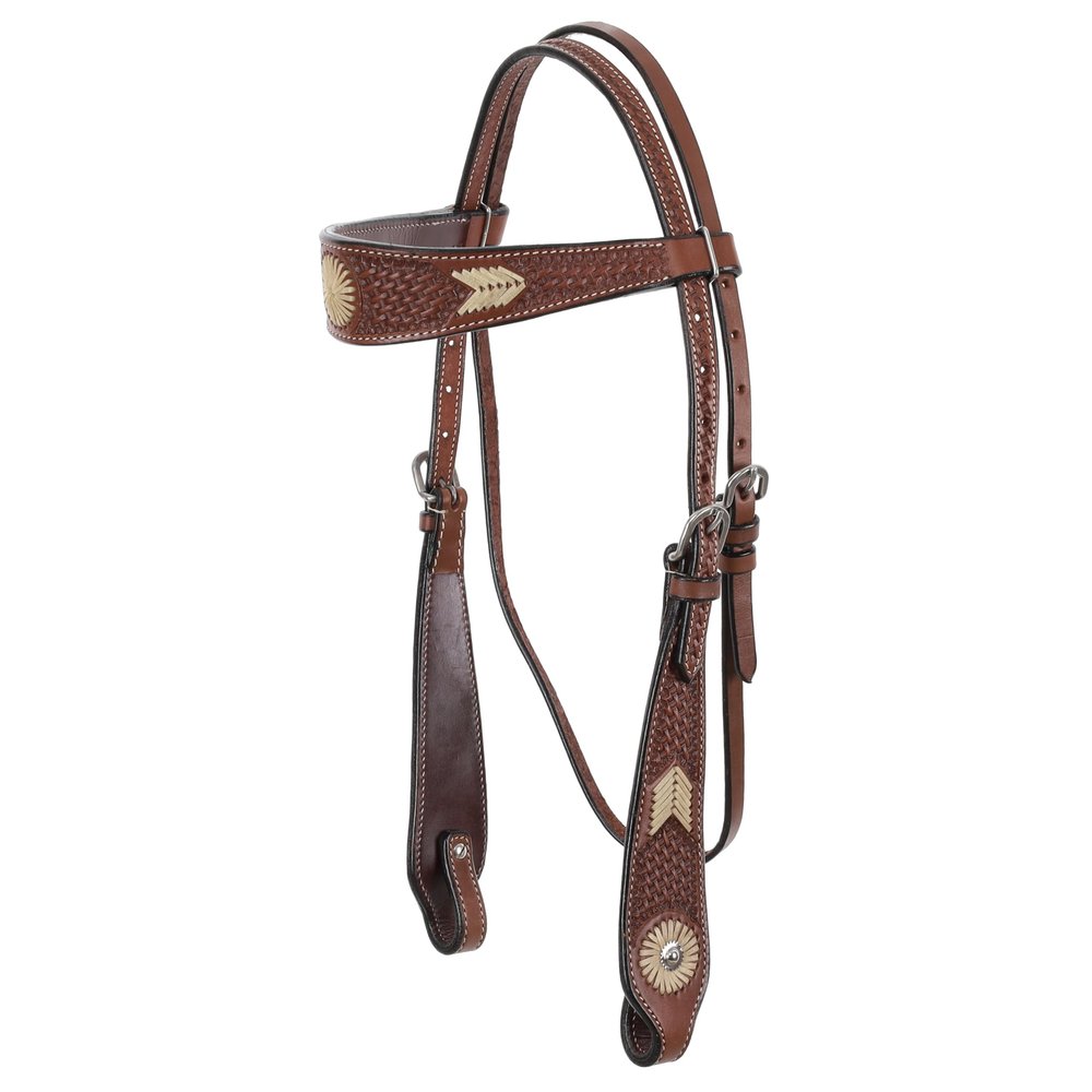 Showman Argentina Cow Leather Browband Headstall w/Rawhide Accent
