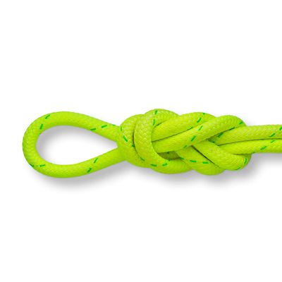 5/8" (16mm) Double Braid Polyester Arborist Bull Rope - Neon Yellow Coated - 150 Feet