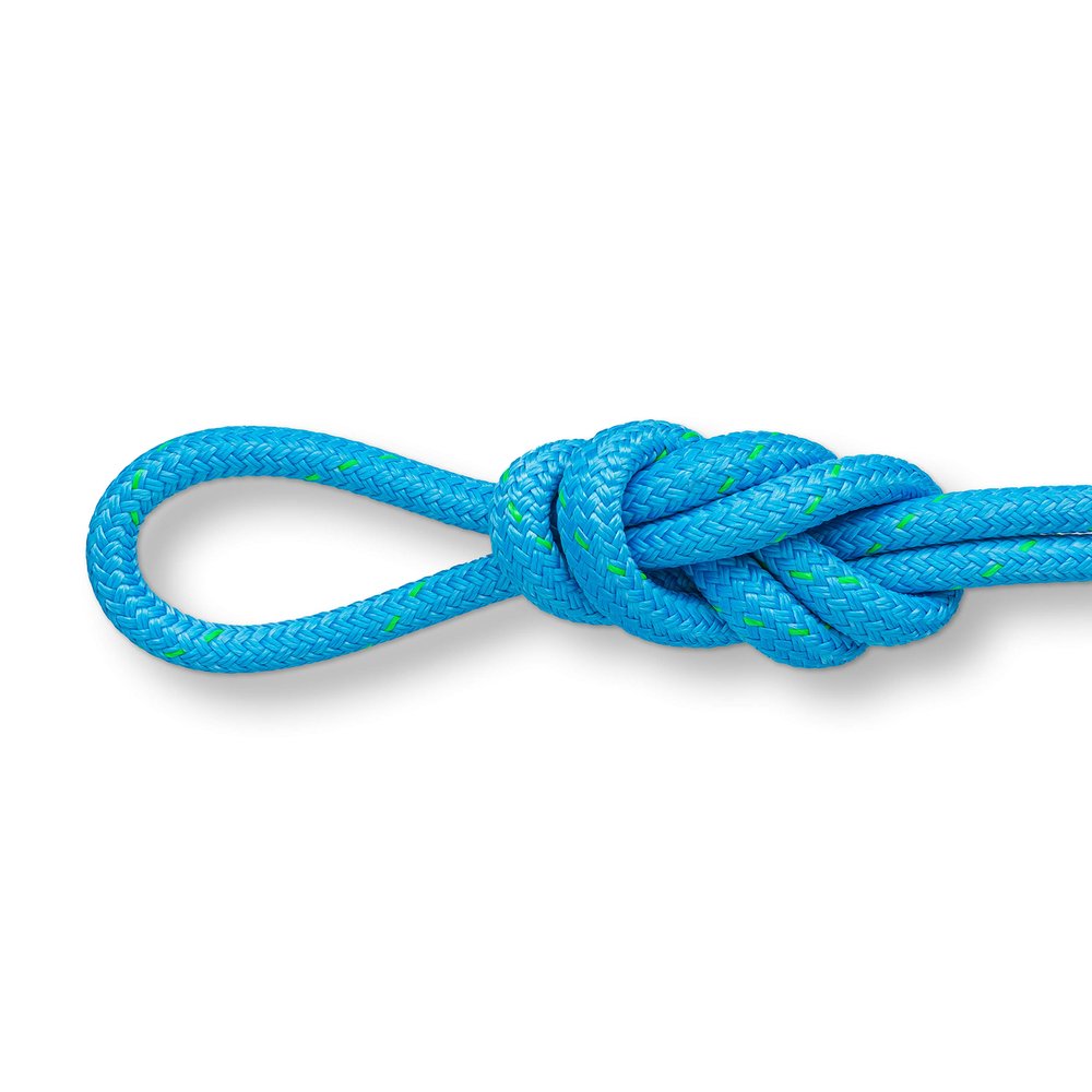 1/2" (12mm) Double Braid Polyester Arborist Bull Rope - Neon Blue Coated - 200 Feet