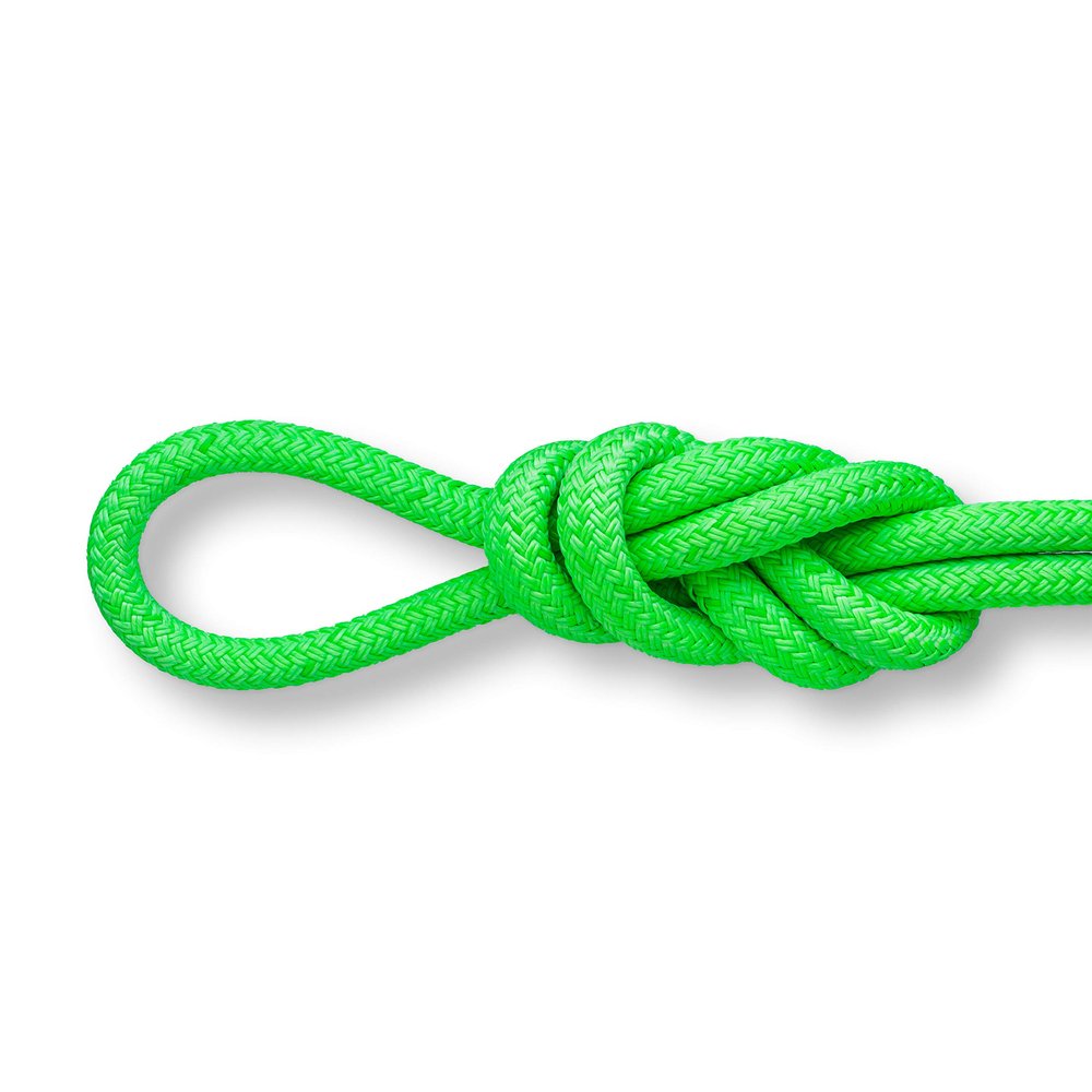 3/4" (20mm) Double Braid Polyester Arborist Bull Rope - Neon Green Coated - 150 Feet