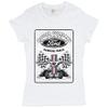 Ford Motor Company T-Shirt Racing Flags Mustang Logo Licensed Women's Tee White Small view 1