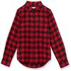 Amazon Essentials Boys' Flannel Button Down Shirt, Red Buffalo Check, Medium view 1