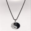 Men Women 925 Italy 14k Gold Finish Iced Chinese Philosophy Taoist Symbol Yin-Yang Taichi YogaYing Yang Ice Out Pendant Stainless Steel Real 2.5 mm Rope Chain Necklace, Men's Jewelry, Iced Pendant, Rope Necklace (24" NECKLACE) view 2