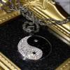 Men Women 925 Italy 14k Gold Finish Iced Chinese Philosophy Taoist Symbol Yin-Yang Taichi YogaYing Yang Ice Out Pendant Stainless Steel Real 2.5 mm Rope Chain Necklace, Men's Jewelry, Iced Pendant, Rope Necklace (24" NECKLACE) view 3
