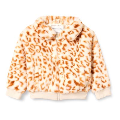 Amazon Essentials Girls' Faux Fur Jacket, Cream Leopard, X-Large