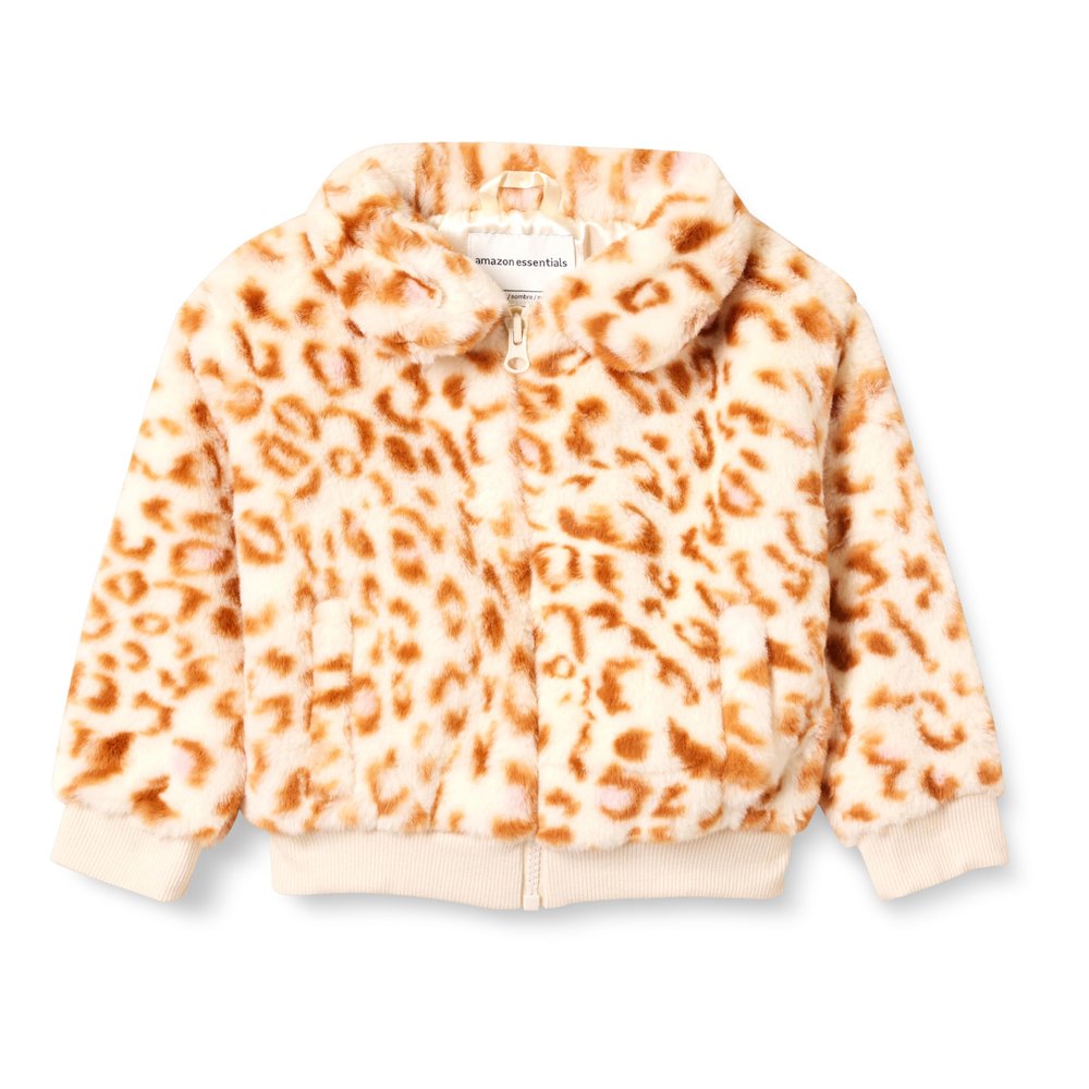 Amazon Essentials Girls' Faux Fur Jacket, Cream Leopard, X-Large