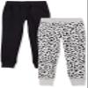 Amazon Essentials Girls' Elastic Waist Jogger Sweatpants, Regular-Fit, Pack of 2, Black/Light Grey Heather Cheetah, XX-Large view 1