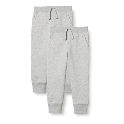 Amazon Essentials Boys' Fleece Jogger Sweatpants, Pack of 2, Medium Grey Heather, Small