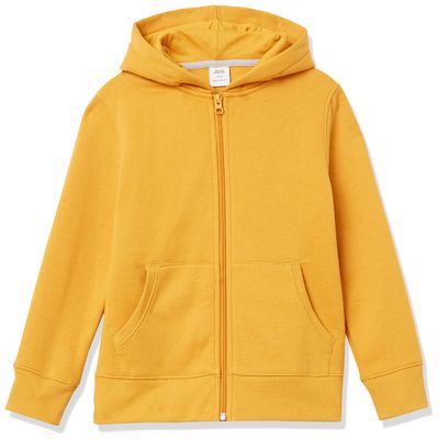 Amazon Essentials Hoodies - Boys' Golden Yellow Zip-Up Sweatshirt, 2T, Fleece