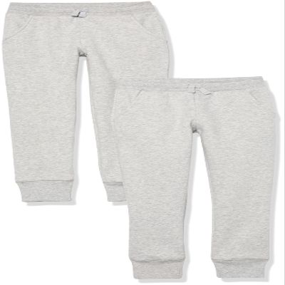 Amazon Essentials Girls' Elastic Waist Jogger Sweatpants, Regular-Fit, Pack of 2, Light Grey Heather, XX-Large