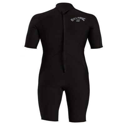 Billabong Men's 2/2 Absolute Back Zip Short Sleeve Flatlock Spring Wetsuit Black Small