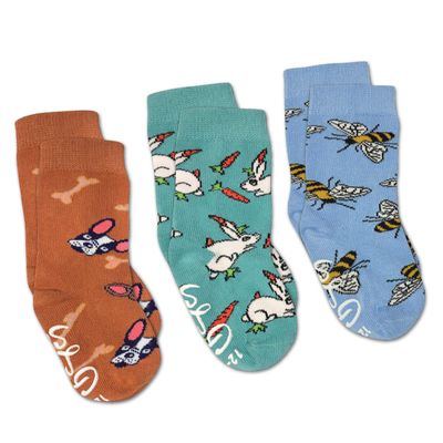 Good Luck Sock Bees, Bunnies and Dogs Kids Socks, 3-Pack, 1-2 Years