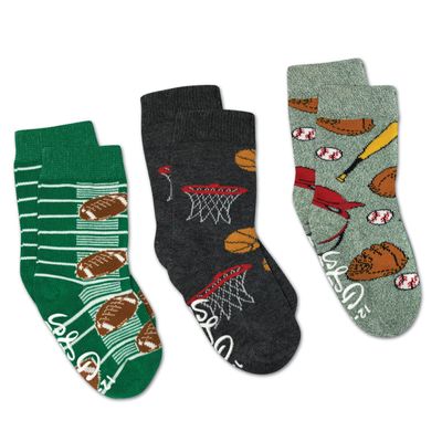 Good Luck Sock Baseball, Basketball and Football Kids Socks, 3-Pack, 0-12 Months