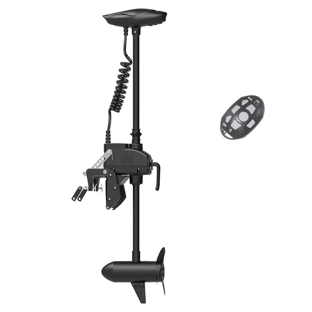 AQUOS Haswing CaymanT 12V 55LB 39 in. Shaft Transom Electric Trolling Motor  Includes Wireless Remote for Fishing Boats in Saltwater & Freshwater