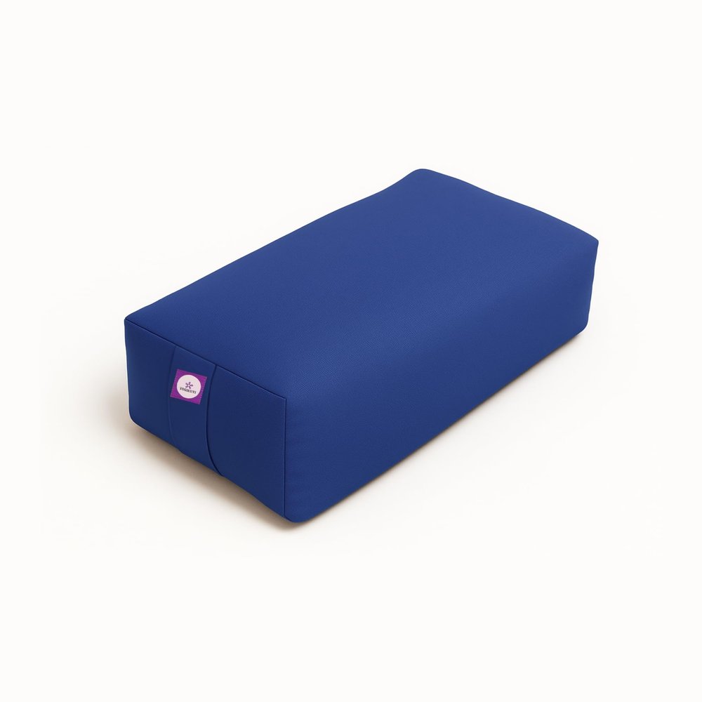 Yogikuti Cotton-Filled Rectangular Bolster for Iyengar Yoga- Cotton Pillow best for Back support & Chest-Opening in Restorative Poses, Meditation (Blue)