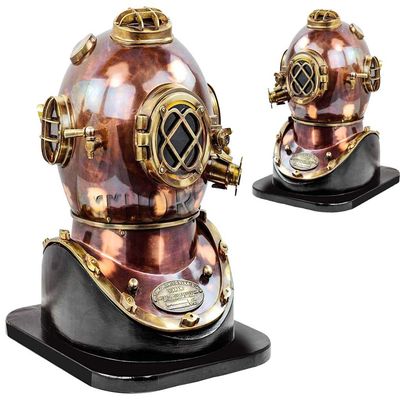 Vintage Marine Divers Diving Helmet Solid Steel & Brass Scuba Diving Helmet W/Base 18" Rustic Vintage Home Decor Gifts