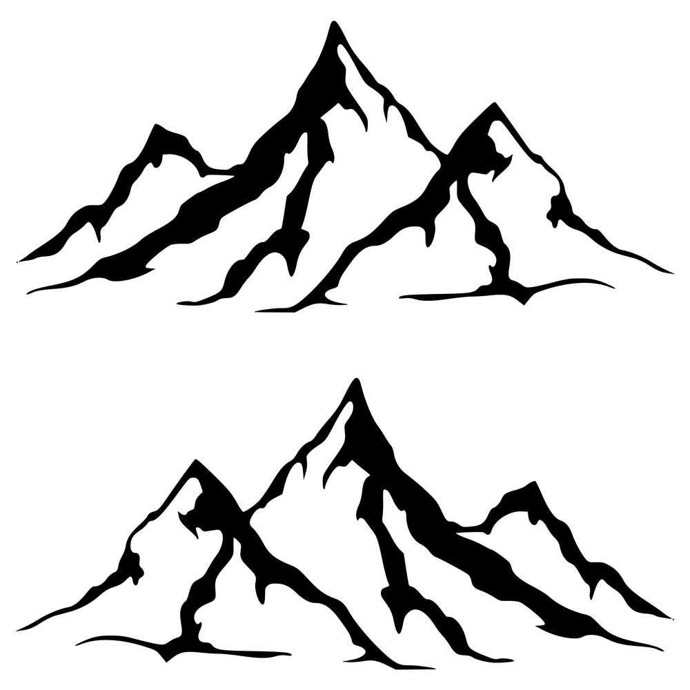 Minglewood Trading Black - 2-Pack Mountain Scene Vinyl Decals - Camper 4x4 RV Graphics - Die Cut Stickers - Each 15w x 5.25h inches