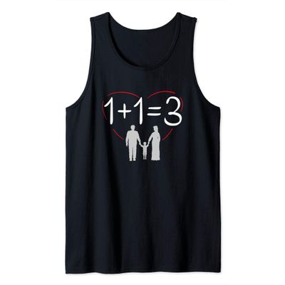1+1=3 Funny Math Mom Dad To Be Pregnancy Baby Announcement Tank Top