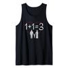 1+1=3 Funny Math Mom Dad To Be Pregnancy Baby Announcement Tank Top view 1