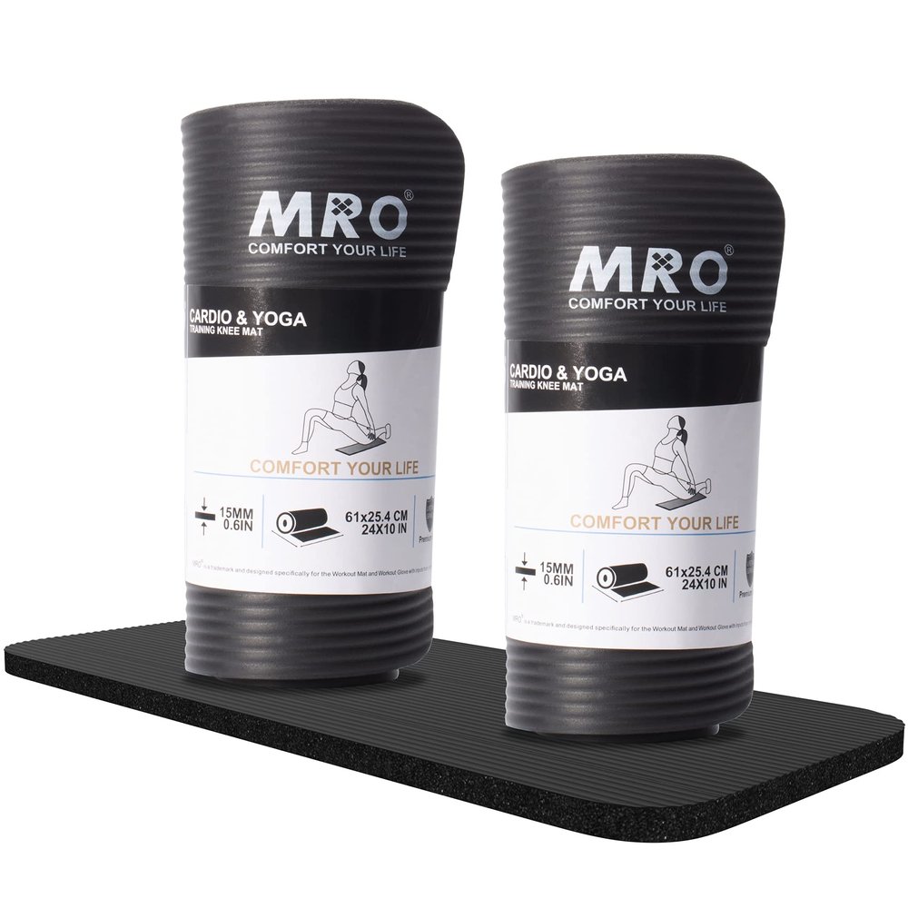 MRO Yoga Knee Pad CushionPremium Exercise Knee Pad -Eliminate Pain During Home Workout - Extra Padding & Support for Knees, Wrists, Elbows - Complements Your Yoga Mat 24''X10''X0.6'' (2 PACK)