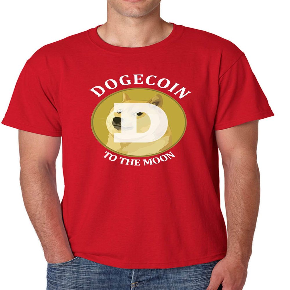 ALLNTRENDS Men's T Shirt Dogecoin to The Moon Digital Currency Meme Novelty T-Shirt (XL, Red)