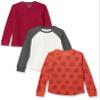 Amazon Essentials Boys' Long-Sleeve Cotton Thermal T-Shirt, Base Layer, Pack of 3, Orange Tiger/Red/White, Large view 1
