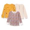 Amazon Essentials Girls' Long-Sleeve Cotton Thermal T-Shirt, Pack of 3, Beige/Mustard Yellow Floral/White Floral Print, X-Small