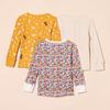 Amazon Essentials Girls' Long-Sleeve Cotton Thermal T-Shirt, Pack of 3, Beige/Mustard Yellow Floral/White Floral Print, X-Small view 3