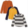 Amazon Essentials Boys' Long-Sleeve Knit Thermals, 3-Pack Rugby Stripe, Large view 1