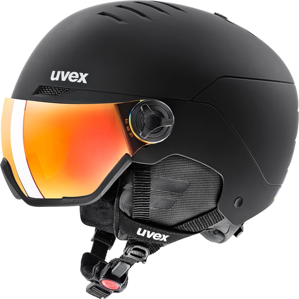 uvex Wanted Visor, Adjustable ski & Snowboard Helmet with Integrated Visor for Women & Men, Black mat, Medium