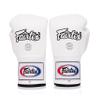 Fairtex BGL6 Handmade Leather Gloves| Optimal fist Closure with a Locked-Thumb Design| Premium Leather |Triple-Layered Foam |Lace-up Closure. Ideal for Boxing, MMA, and Kickboxing.(White/14oz) view 4