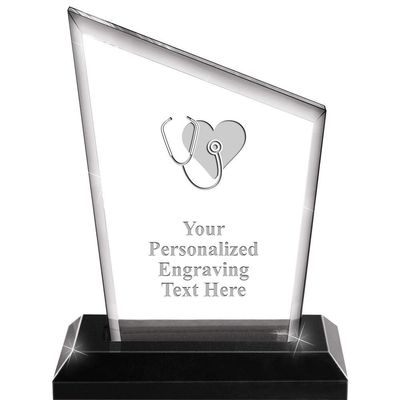Crown Awards Nursing with Heart Acrylics - 6" Peak Skyline Acrylic Award Nursing with Heart Presentation Trophy, Engraving Included