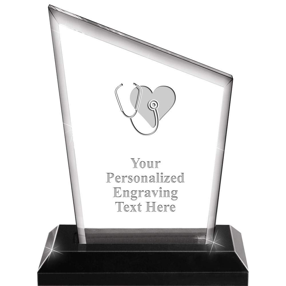 Crown Awards Nursing with Heart Acrylics - 6" Peak Skyline Acrylic Award Nursing with Heart Presentation Trophy, Engraving Included