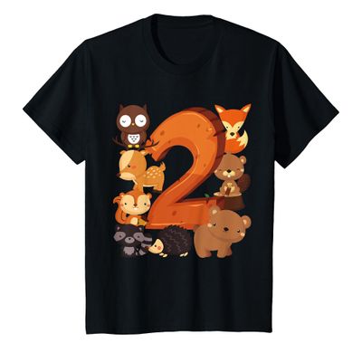 2 Year Old Woodland Animal Birthday Party Forest 2nd Gift T-Shirt