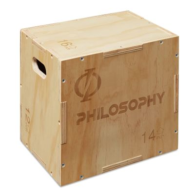 Philosophy Gym 3 in 1 Wood Plyometric Box - 16" x 14" x 12" Jumping Plyo Box for Training and Conditioning