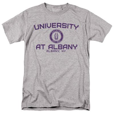 University at Albany Official Circle Logo Unisex Adult T-Shirt, Athletic Heather, 4X-Large