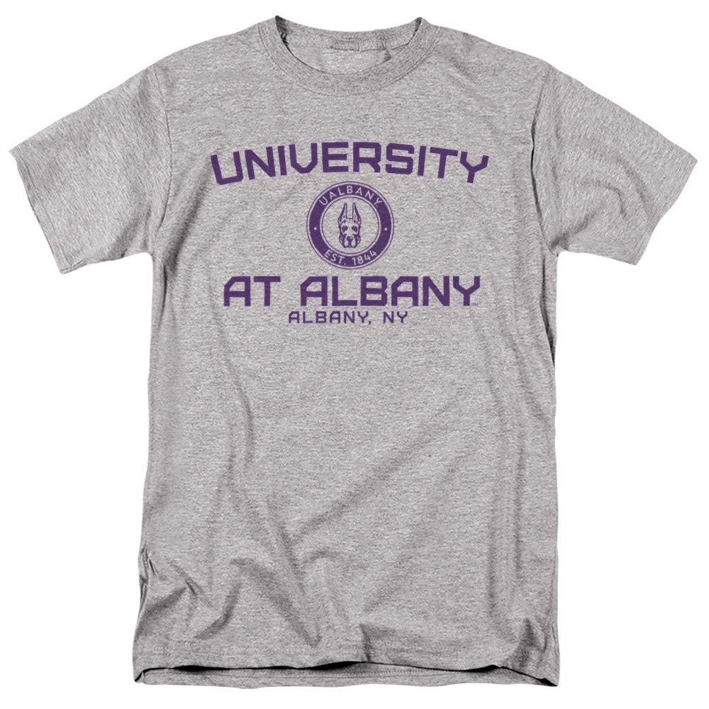 University at Albany Official Circle Logo Unisex Adult T-Shirt, Athletic Heather, 4X-Large