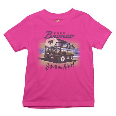 Ford Bronco Kid's T-Shirt Enjoy The Ride Offroad SUV Licensed Boys Girls Tee Hot Pink X-Large