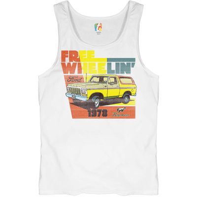 Ford Bronco 1978 Tank Top Free Wheelin' Off-Road Licensed Men's Sleeveless White Small