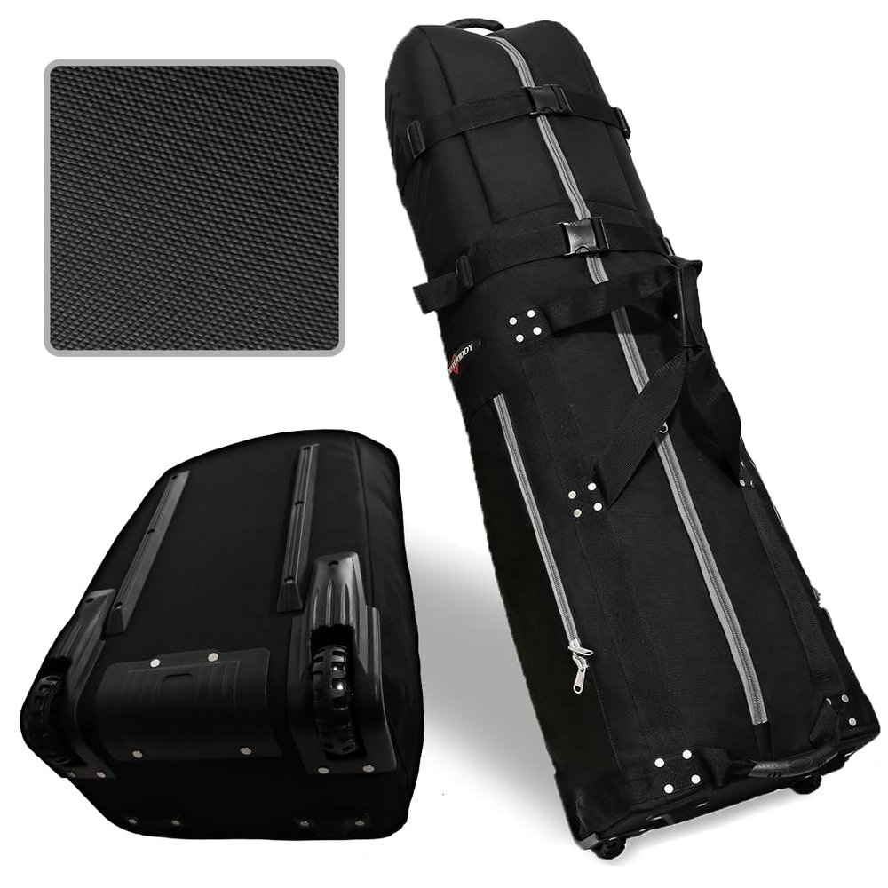 CaddyDaddy New First Class Premium Padded Golf Club Travel Cover with Wheels - Heavy Duty Golf Travel Bag for Airlines, Black/White, L