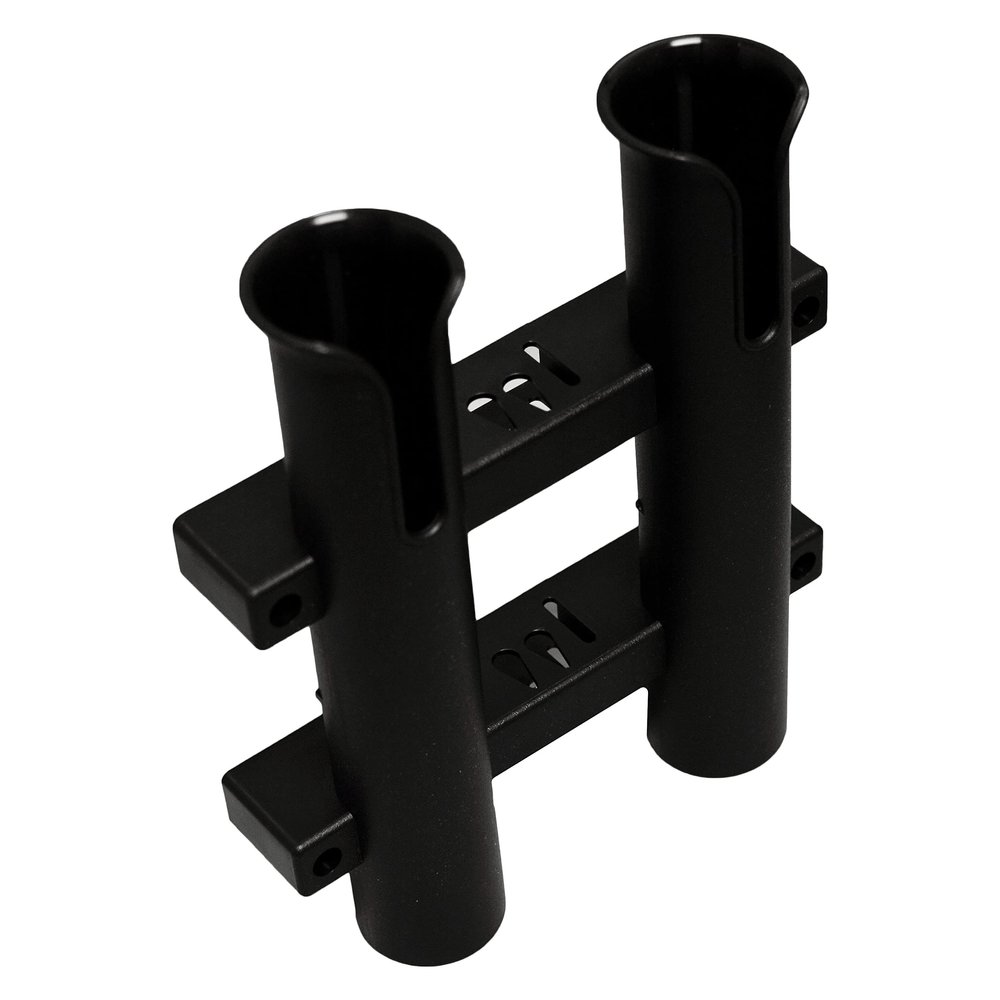 T-H Marine Fishing Rod Holder | 2 in 1 Molded Rod Rack with Storage Slots for Knife, Pliers & Lures - Black