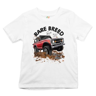 Rare Breed Youth T-Shirt Bronco by Ford Licensed Kids White Small