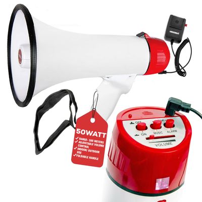 5 CORE Megaphone 50W Bull Horn PA Speaker w 300M Range Loud Siren Voice Amplifier Portable for Outdoor Sports Cheerleading and Coaches - 20RF