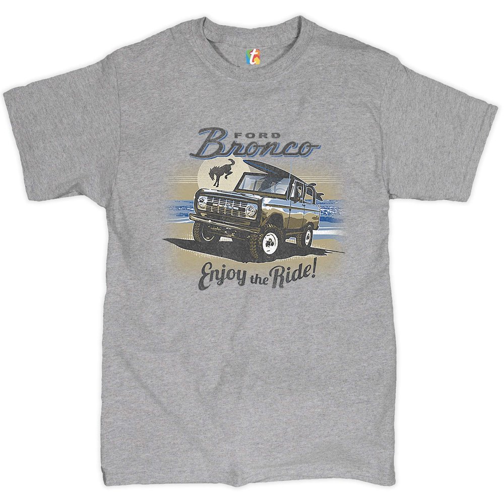 Ford Bronco T-Shirt Enjoy The Ride Offroad SUV Licensed Men's Novelty Shirt Sport Gray Medium